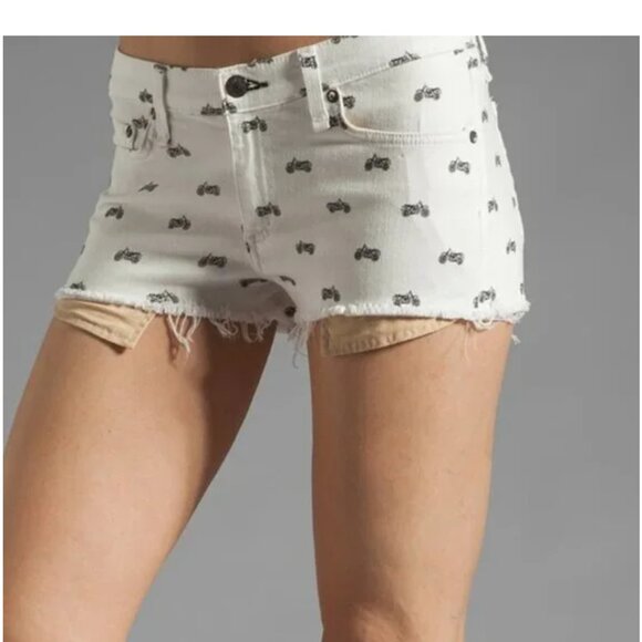 rag & bone Pants - Women's Vintage Rag & Bone Jean Shorts, White, Size 28, NWOT, Little Motorcycles
